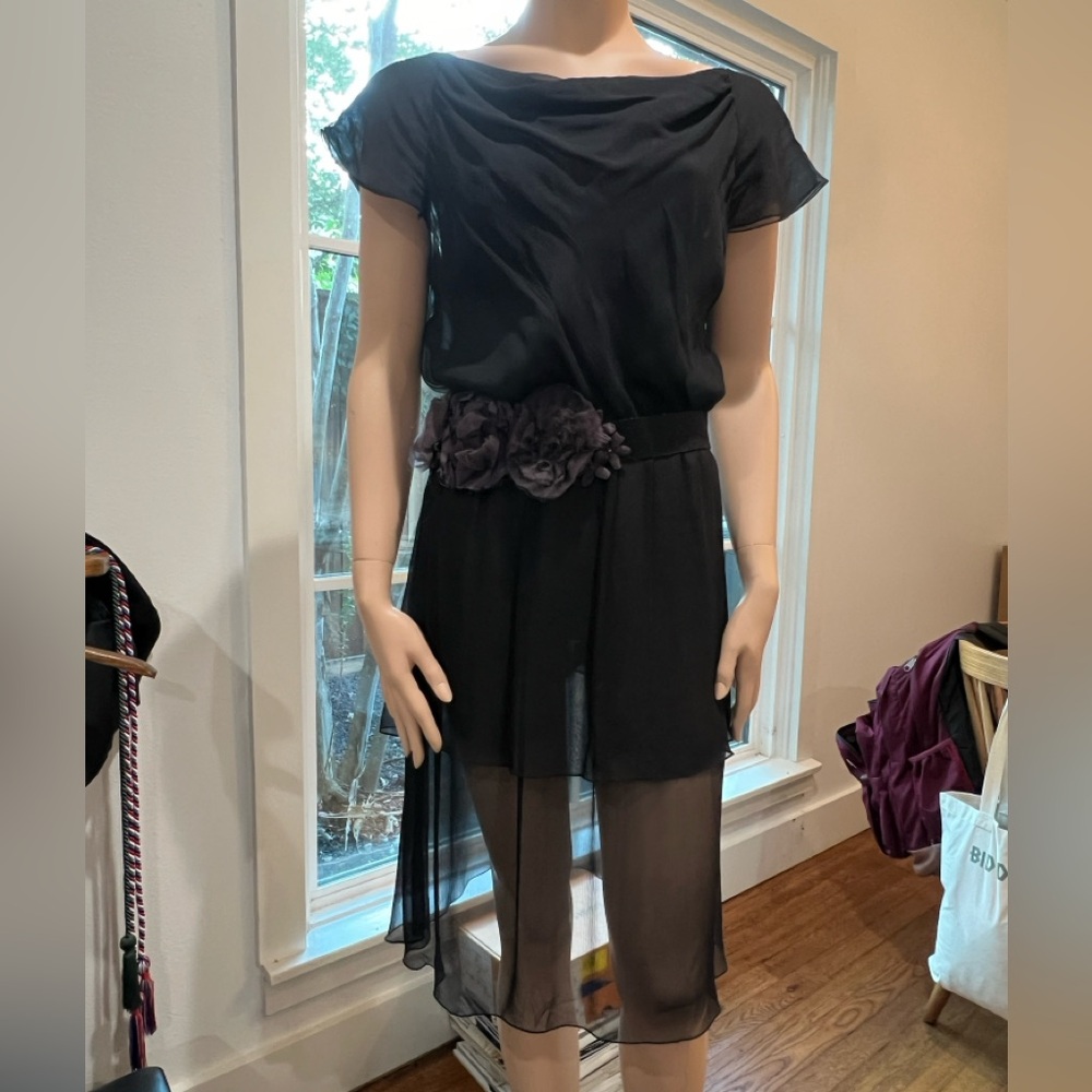 VINTAGE black cowl neck silk dress